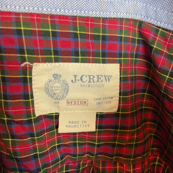 J. Crew cotton plaid red button down top medium - Picture 5 of 6